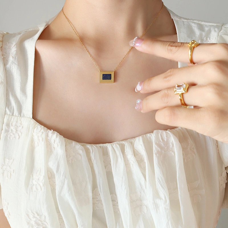 DIY Imitation Stone Gold Plated Geometry Pendant Necklace