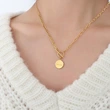 Gold Plated Curb Chain and Paper Clip Chain T Bar Pendant Necklace