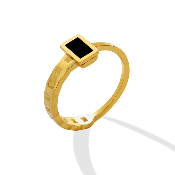 Women Fashion Jewelry Black Enamel Ring