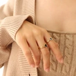 Women Fashion Jewelry Black Enamel Ring