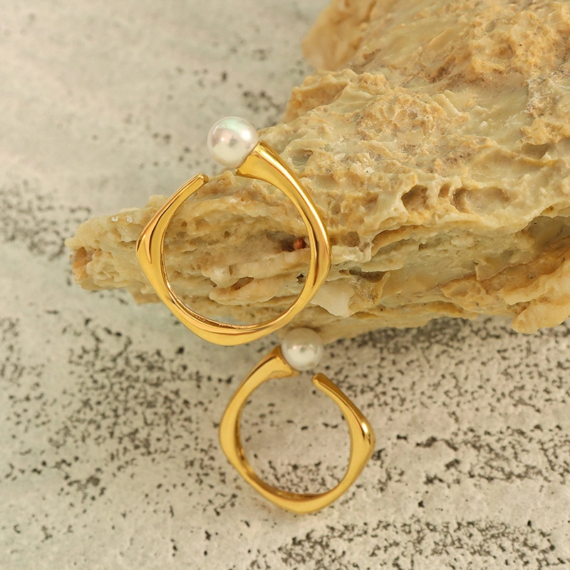 Gold Plated Women Fashion Jewelry Pearl Ring