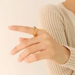 Gold Color Women Black Onyx Square Ring