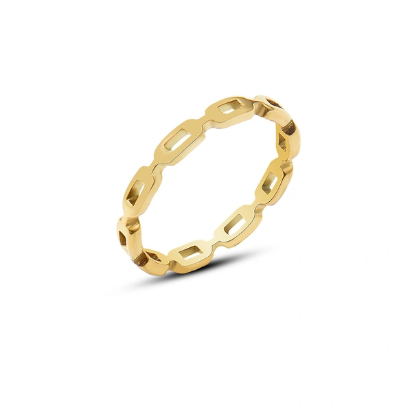Titanium Steel Gold PVD Dainty Link Ring