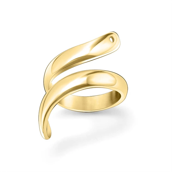 18K gold plated open adjustable snake shape ring