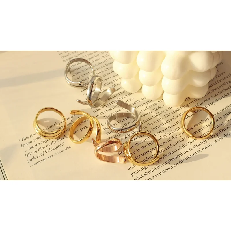 18K gold plated open adjustable snake shape ring