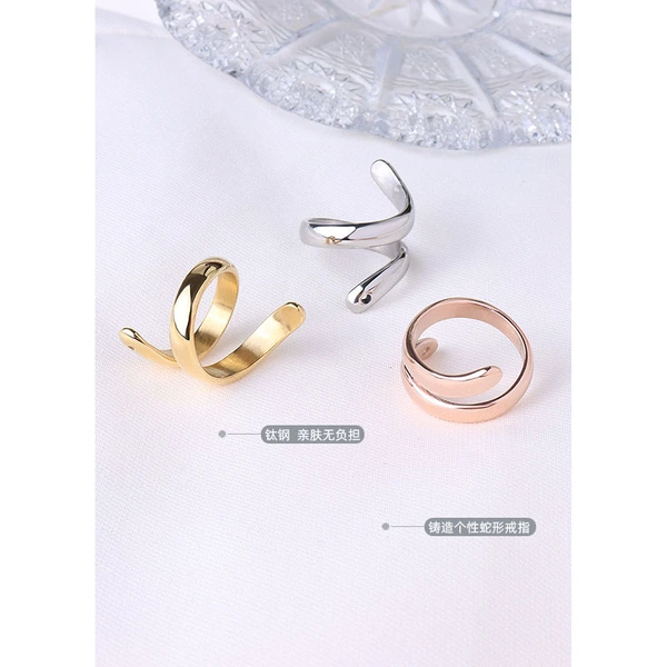 18K gold plated open adjustable snake shape ring