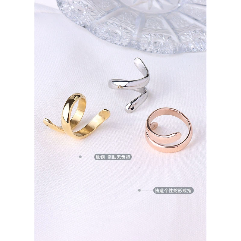 18K gold plated open adjustable snake shape ring