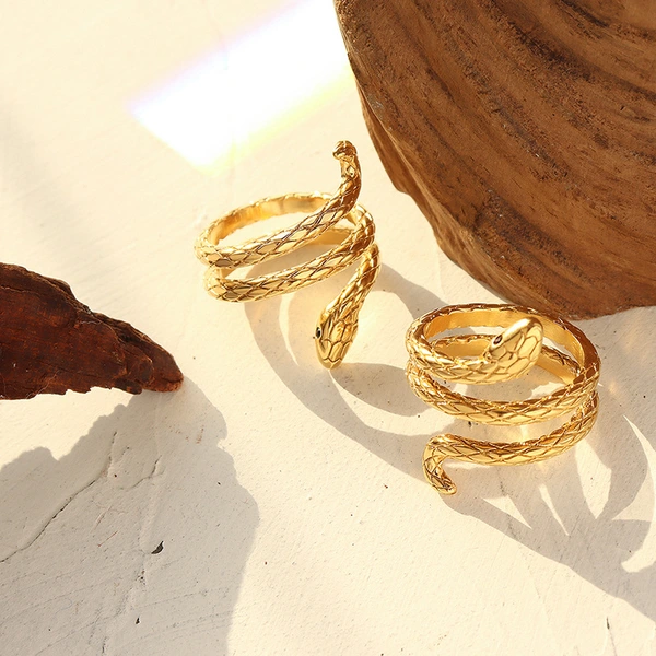 Hypoallergenic Yellow Gold Snake Ring