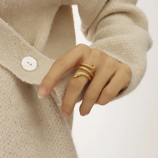 Hypoallergenic Yellow Gold Snake Ring
