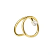 Steel PVD Gold Women Pearl Ring