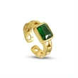 Gold Color Bezel Setting Green Stone Ring