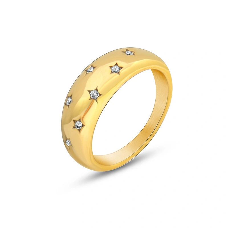 18K Gold Plated Stainless Steel Star Zircon Finger Rings