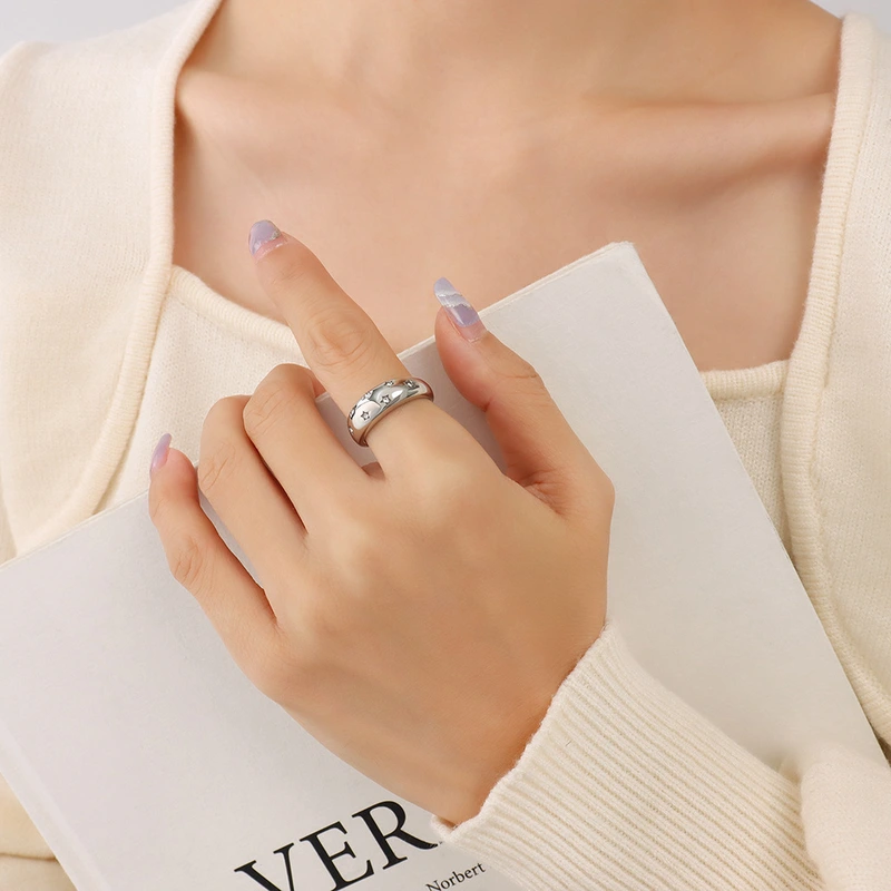 18K Gold Plated Stainless Steel Star Zircon Finger Rings