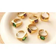 Gold Color Irregular Gemstone Steel Ring