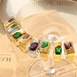 Gold Color Irregular Gemstone Steel Ring