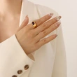 Gold Color Irregular Gemstone Steel Ring
