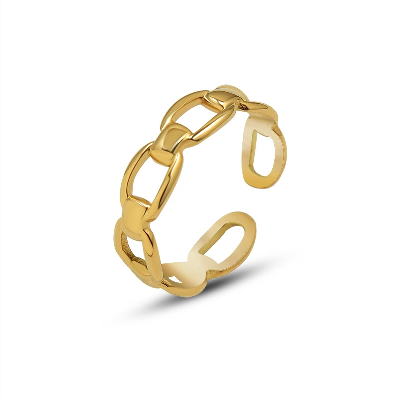 Stainless Steel Jewelry Bony Hollow Ring Gold Chain Ring