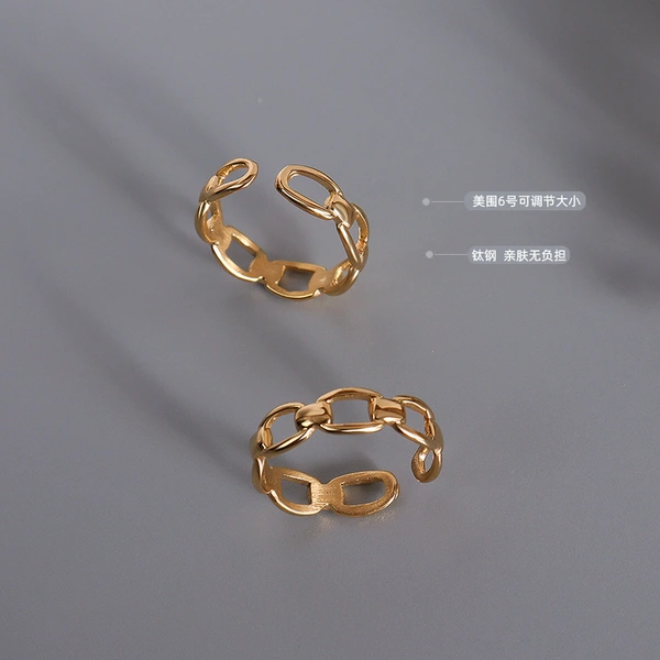Stainless Steel Jewelry Bony Hollow Ring Gold Chain Ring