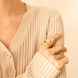 Gold PVD Women Twisted Dash Ring