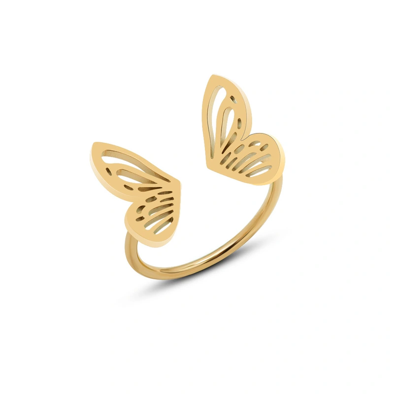 18K Gold PVD Fashion Butterfly Wing Ring