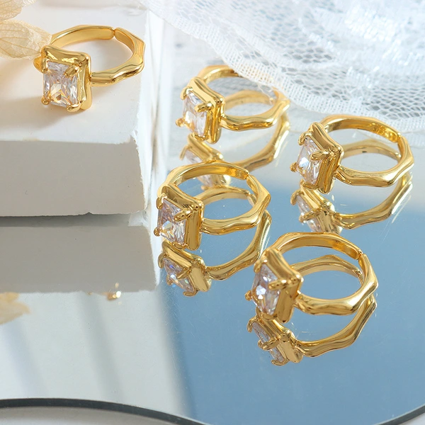 Gold plated Hand Setting Crystal Ring