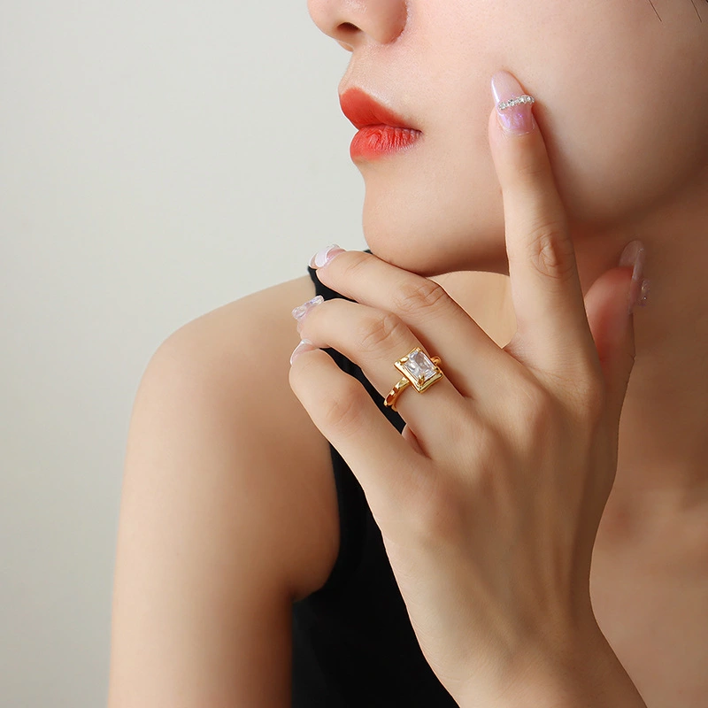 Gold plated Hand Setting Crystal Ring