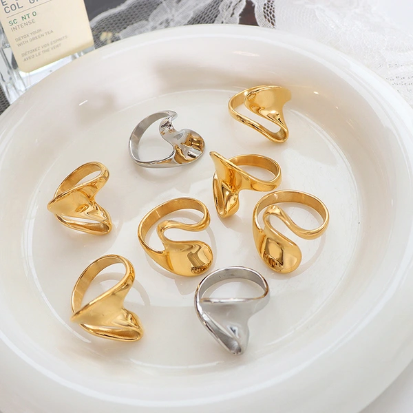 Steel Metal Meacy Gold Ring