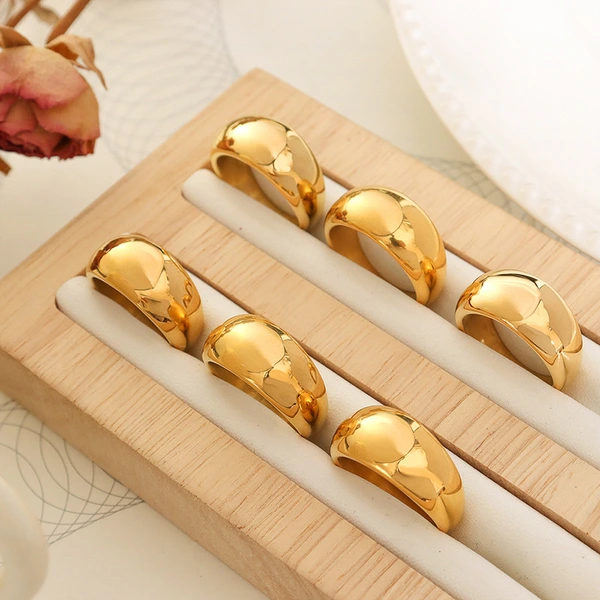 18k yellow gold plating 316 Stainless Steel Dome Ring