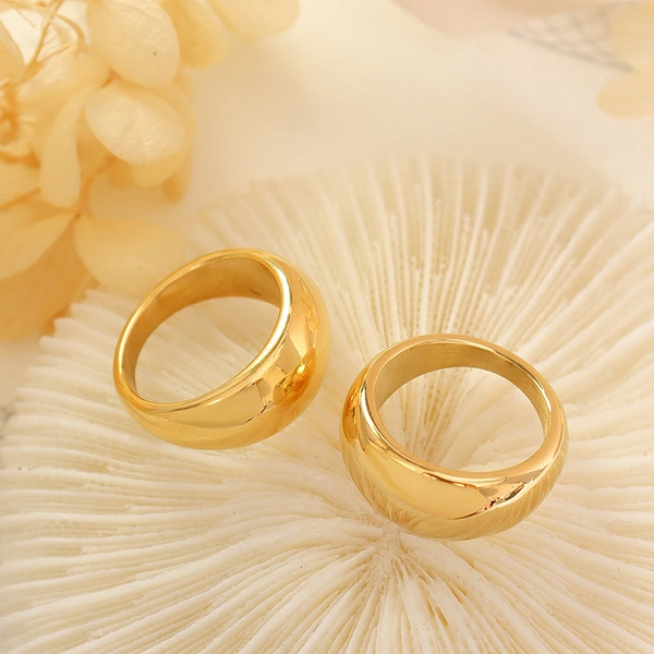 18k yellow gold plating 316 Stainless Steel Dome Ring