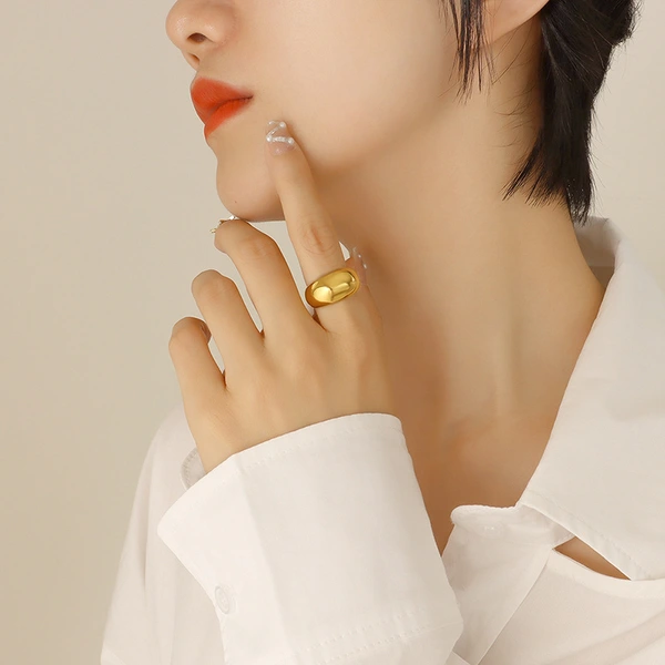 18k yellow gold plating 316 Stainless Steel Dome Ring