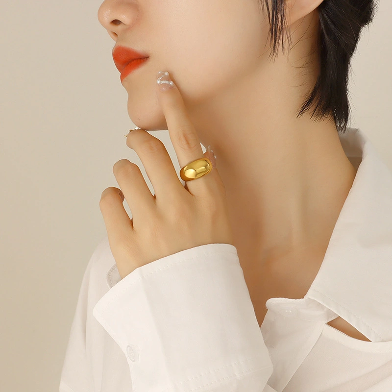 18k yellow gold plating 316 Stainless Steel Dome Ring