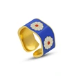 Titanium Enamel Flower Ring