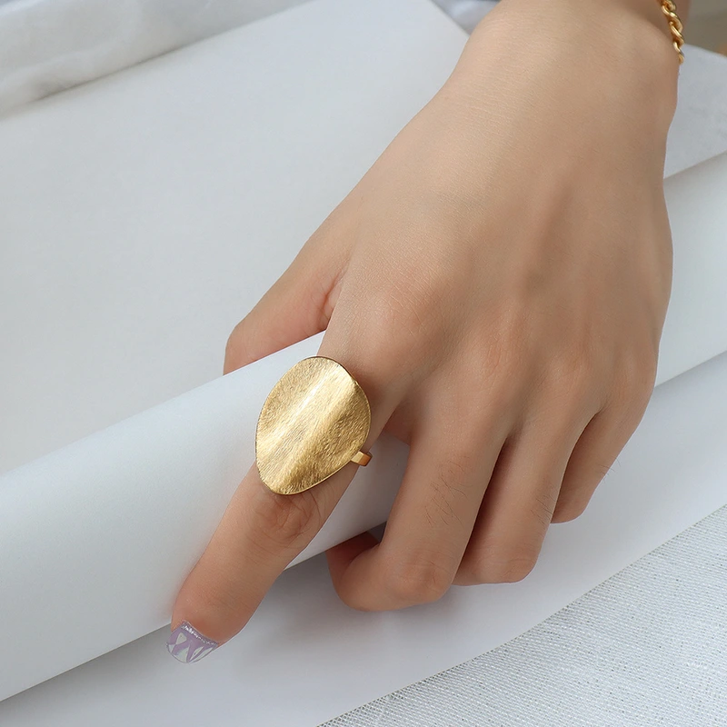 Frosted Brushed Effect Gold Ring