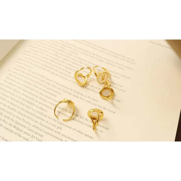 Flower Design Mother of Pearl Open Ring