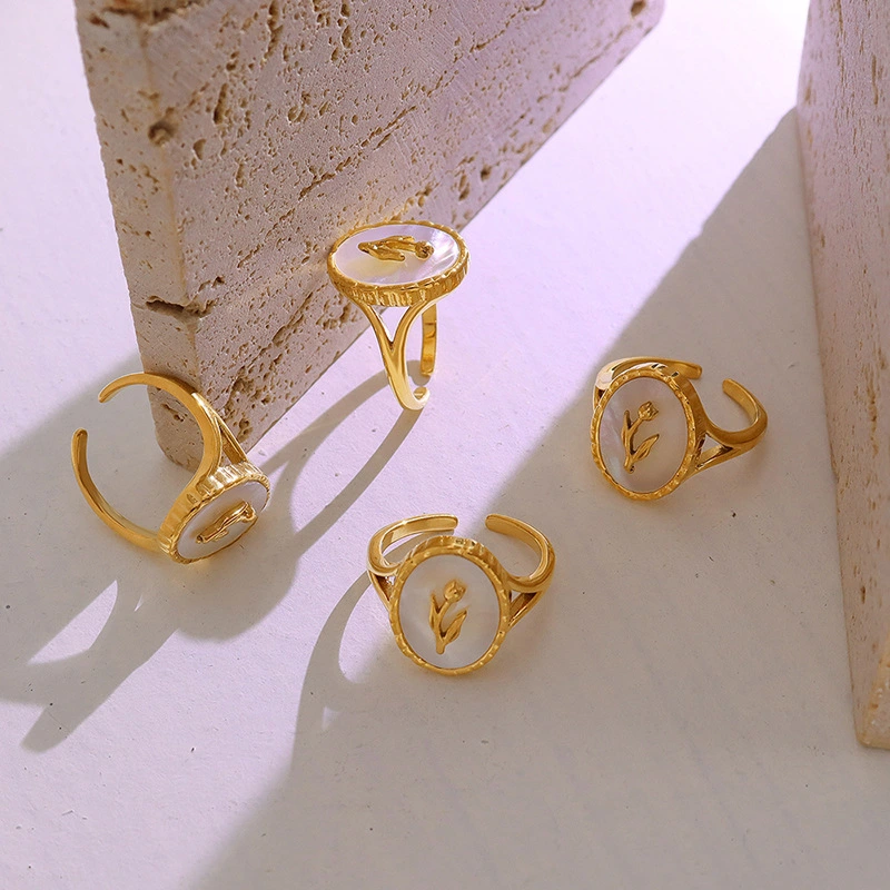 Flower Design Mother of Pearl Open Ring