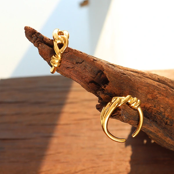 Titanium Gold Twist Ring