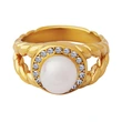 White Shell Ring Gold Plated