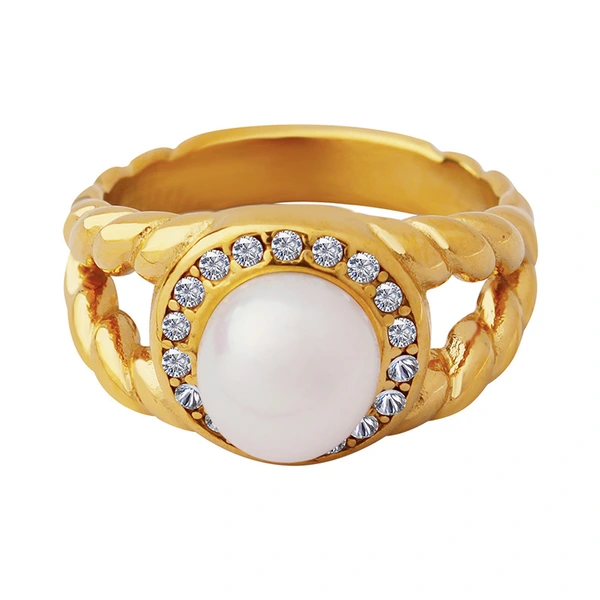 White Shell Ring Gold Plated