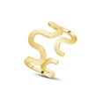 Stainless Steel Gold Color Wave Line Ring