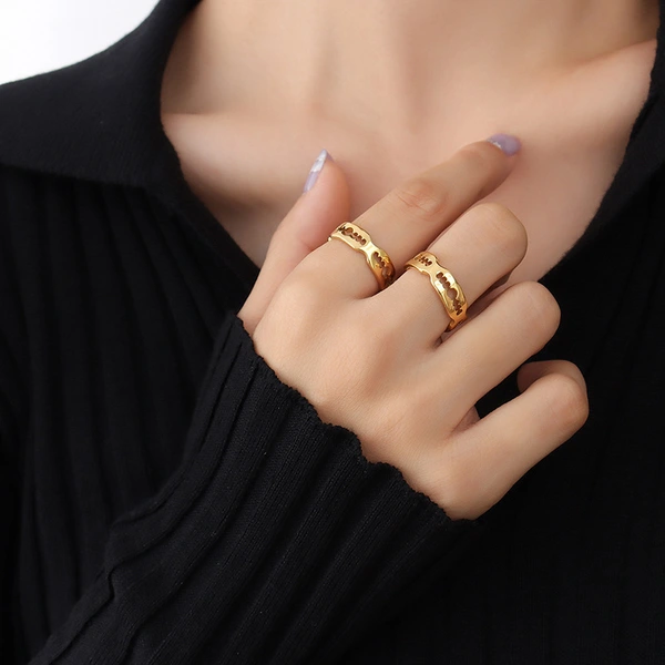 Yellow Gold Plated Titanium Open Ring