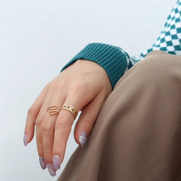 Gold Square Open Ring Band