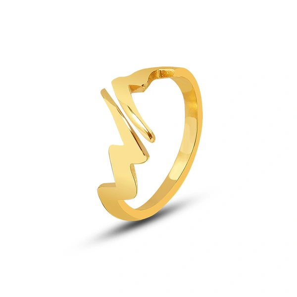Stainless Steel Gold Lighting Bolt Ring