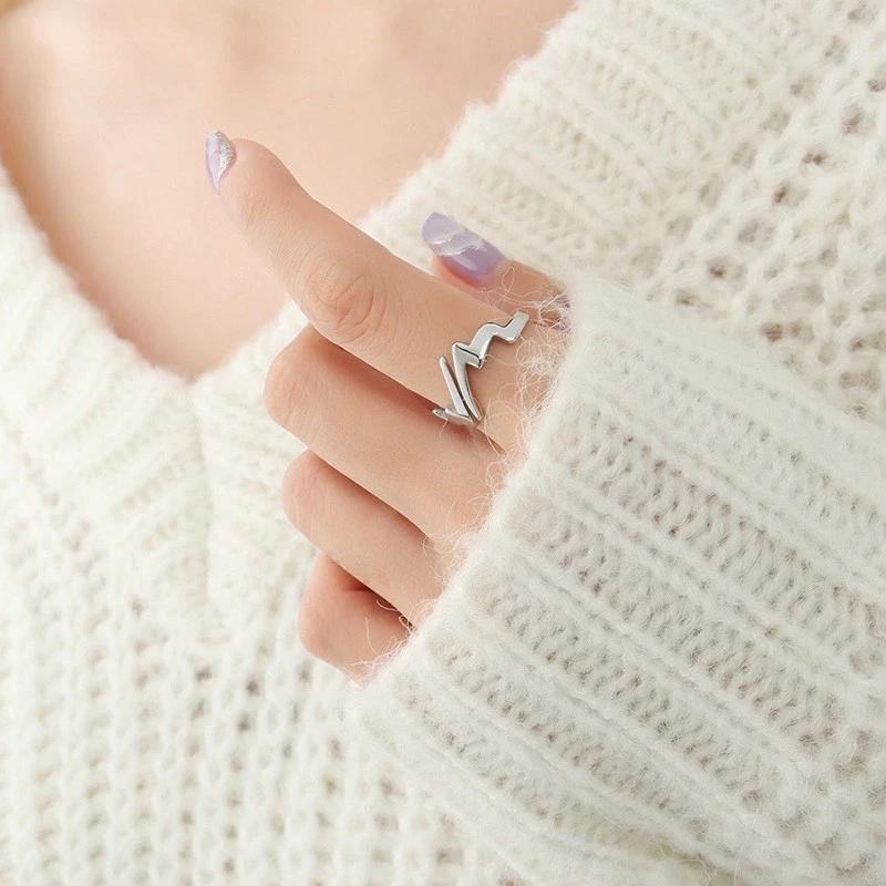 Stainless Steel Gold Lighting Bolt Ring