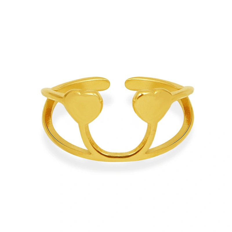 Gold Double Heart Ring