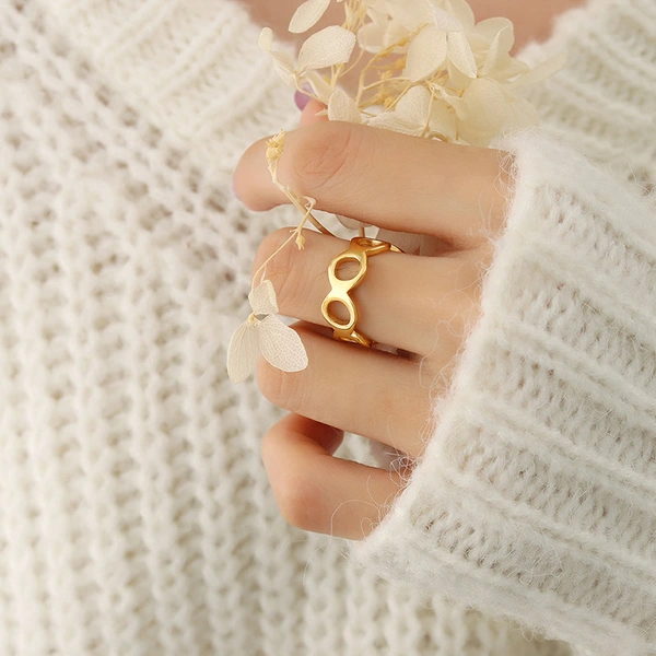316 Open Ring Gold Initial Infinity Ring