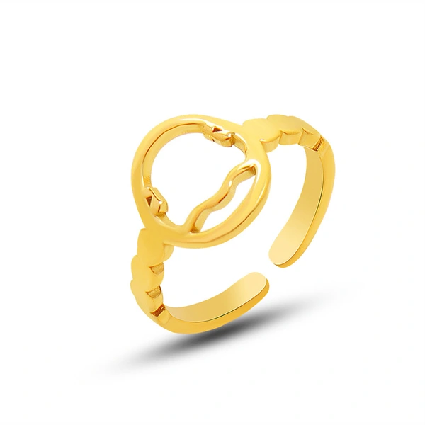 Women Stainless Steel 18k Gold Open Ring