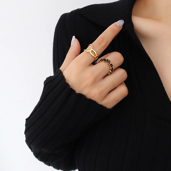 18K Stainless Steel Gold Open Ring