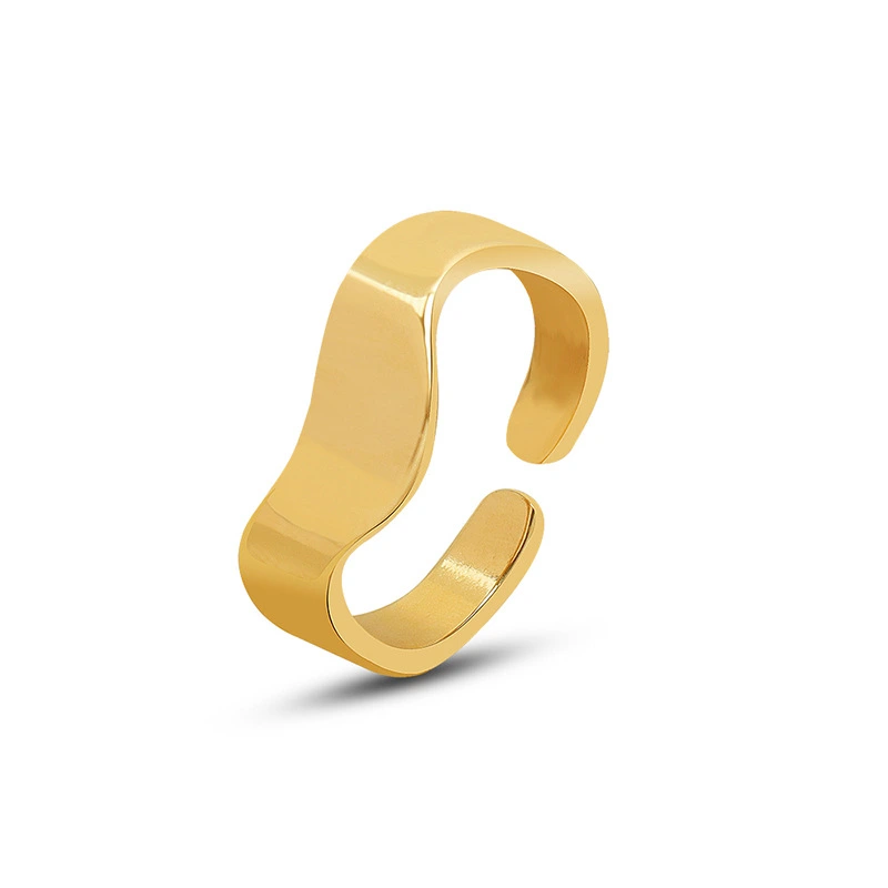 18K Gold Wave Wide Ring