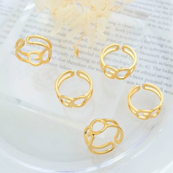 18K gold plated hollow geometric circle rings