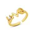 18K gold plated letter love chain shape open adjustable rings 